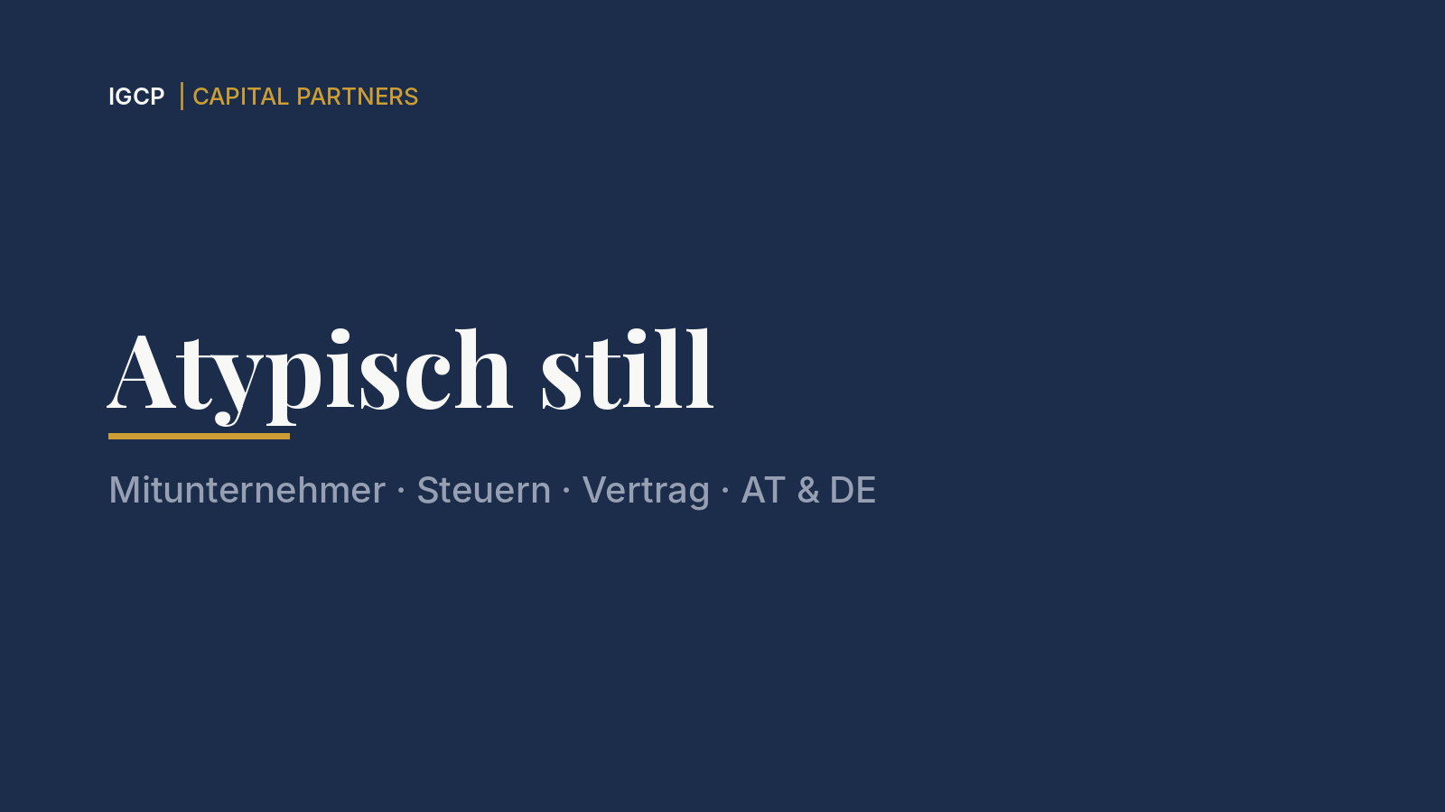 Titelbild zum Beitrag: Atypisch stille Beteiligung