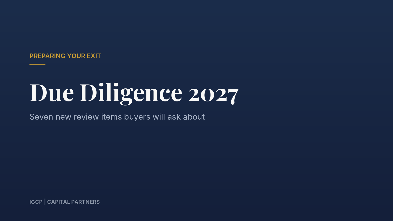 Cover image for article: Due Diligence 2027: The New Review Items Buyers Will Ask About