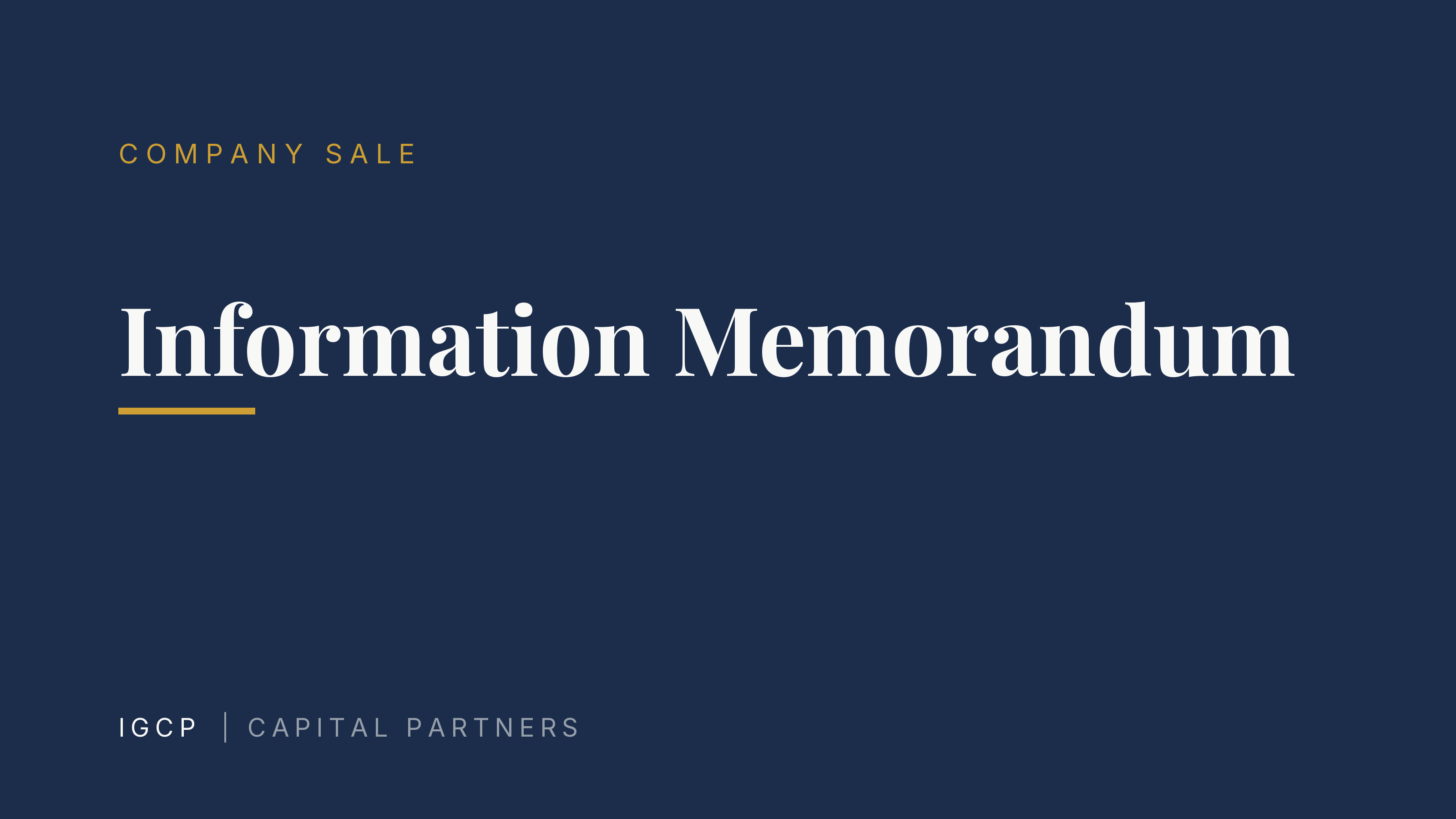 Information Memorandum: The Central Document in a Sale