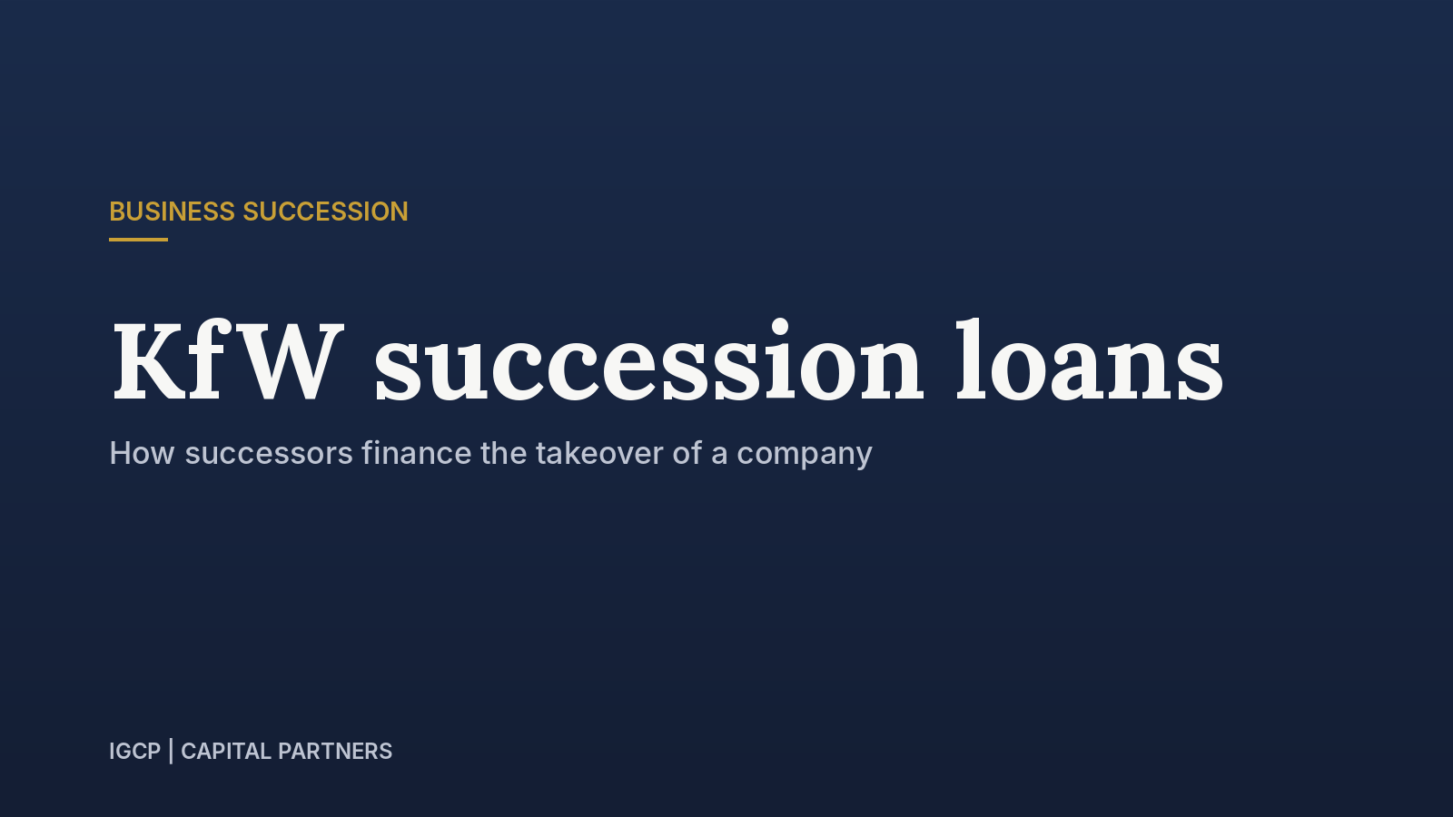 Cover image for article: KfW loans for business succession: how successors finance the takeover