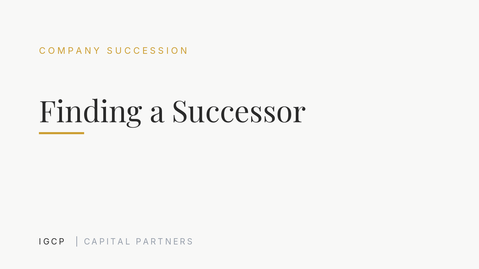 Finding a Successor: How Owners Secure the Right Handover
