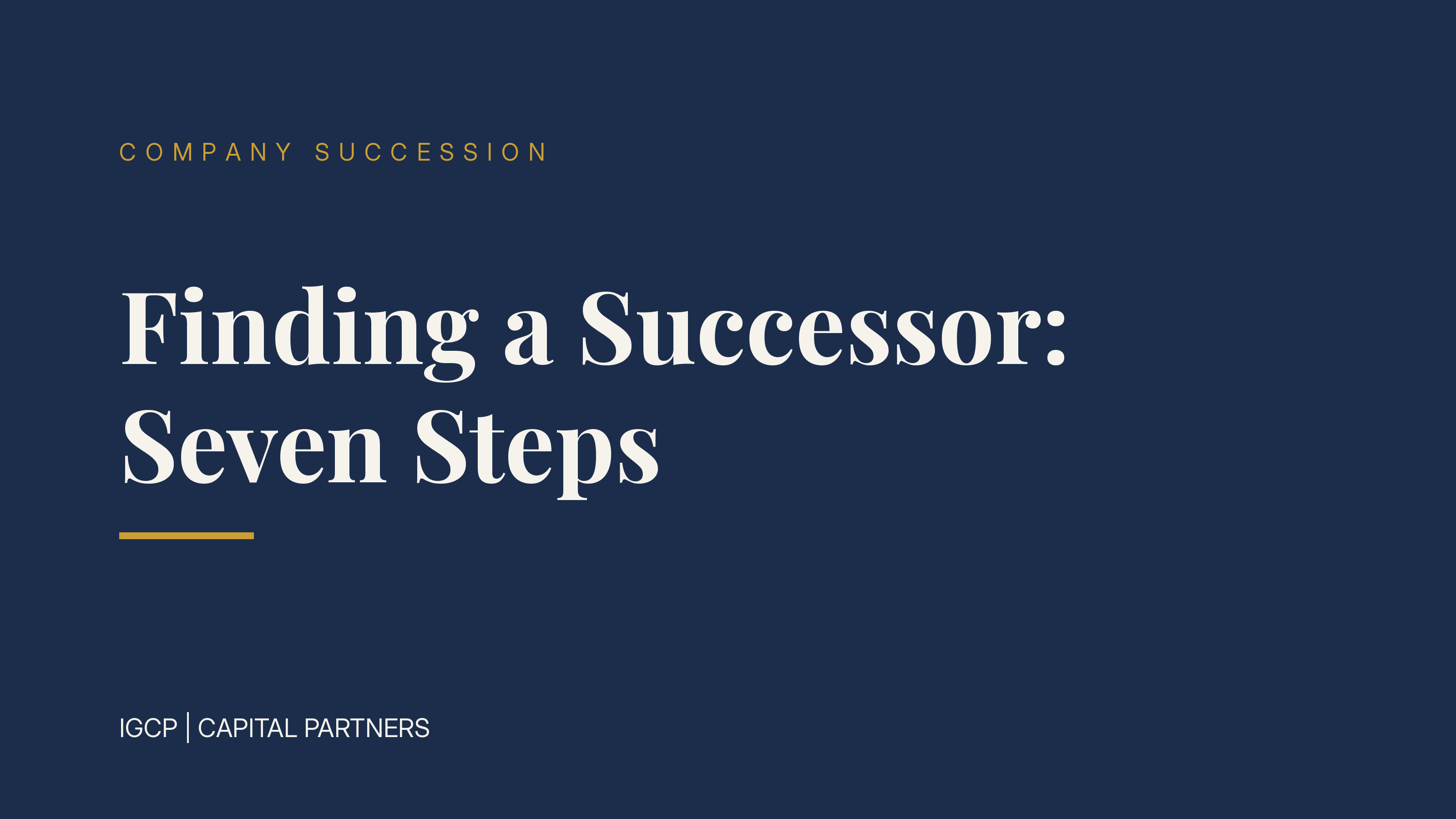 Finding a Successor: Seven Steps That Work