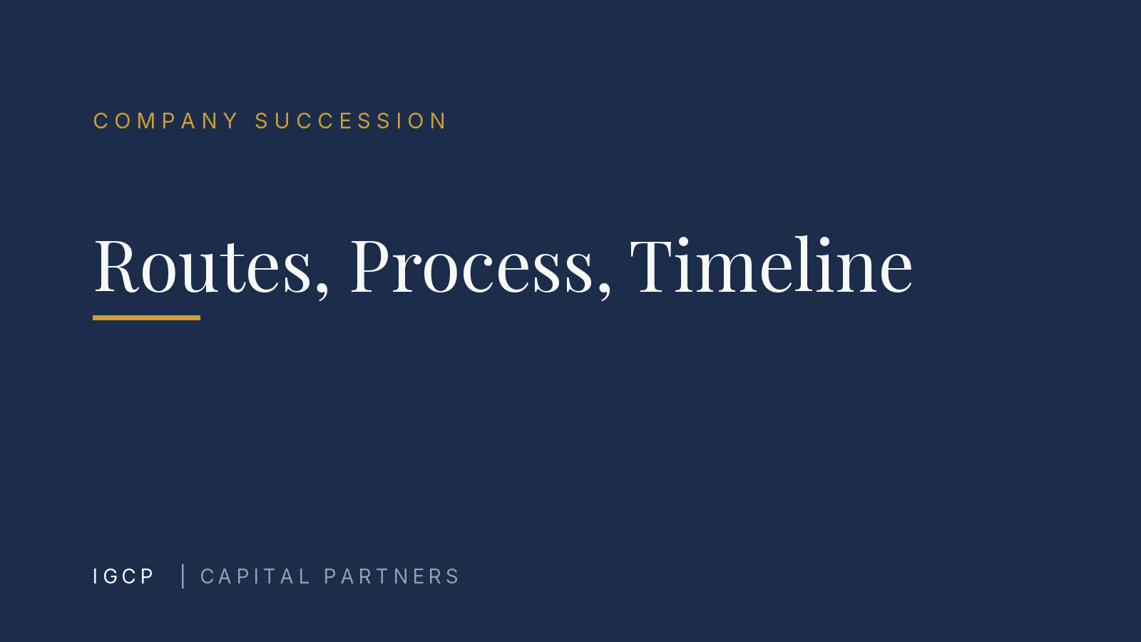Business Succession: Routes, Process and the Right Timeline