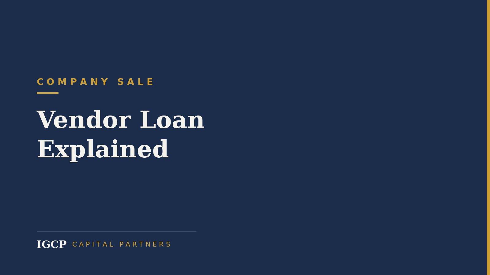 Vendor Loan: Function, Risks and Fair Structuring